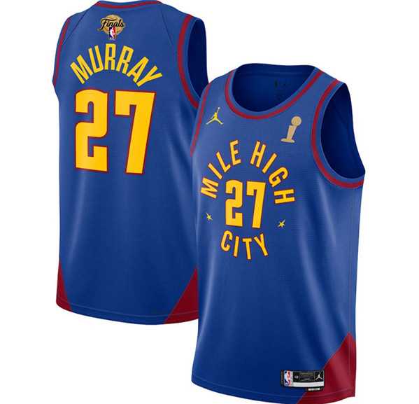 Mens Denver Nuggets #27 Jamal Murray Blue 2023 Finals Champions Statement Edition Stitched Basketball Jersey